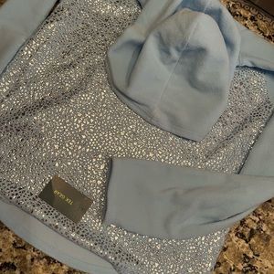 Tek Gear blue with silver leopard print pattern fleece hoodie.